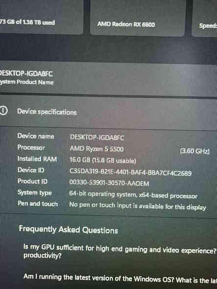 السلام عليكم 
CPU : R5 5500 RAYZN 
GPU : RX 6600 8GB XFX 2FAN 
M.P : B450 ASUS M-K II 
RAM : GAMEONE 16GB 8*2 3600MHZ RGB
HARD  : SSD 256GB 
FAN : AIR COOLER DEEP COOL 
P.S : WARRIOR AK 700W
FAN : DEEPCOOL 3 RGB
للبيع السعر 650 وبيهاا مجال استعمال قليل كلش سبب البيع طالب سادس ابيع بس الكيس 
***********واتساب
