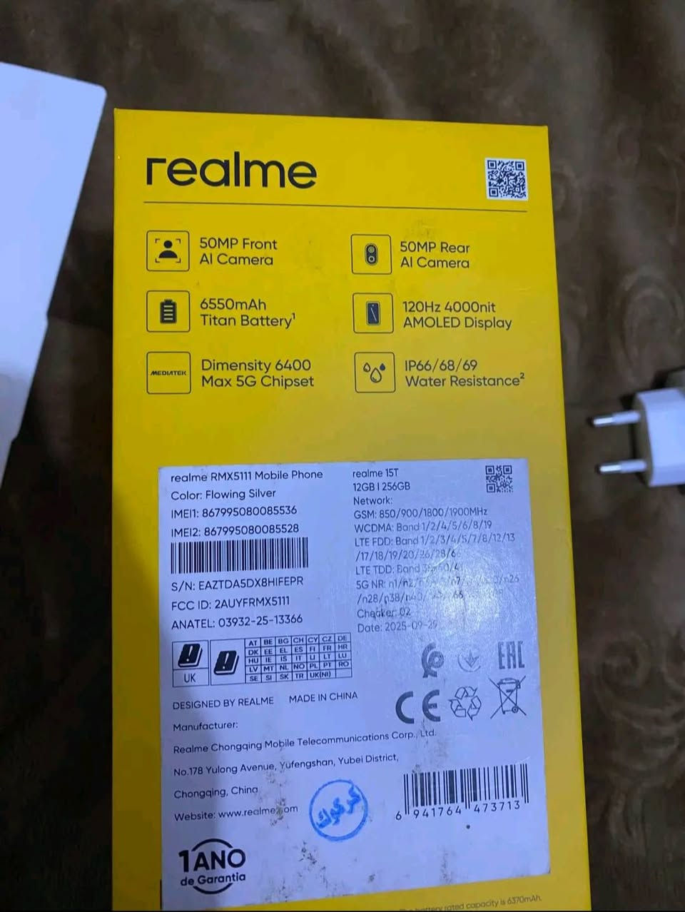 اخر قطعة !!
ريلمي 15t بالكارتون  مع كامل الملحقات 
معالج داركون 
دبل سيم كارد
رام 12 
ذاكرة 256
بطارية تيتان 6550mAh
السعر 410 
هاتف / ***********

