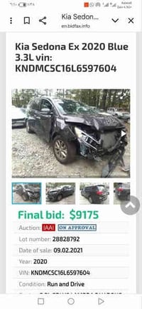 سياره سيدونه معروضه للبيع ماشيه ١٧٠ ميل فول مواصفات السعر ٢١٠ $ وبيها ...