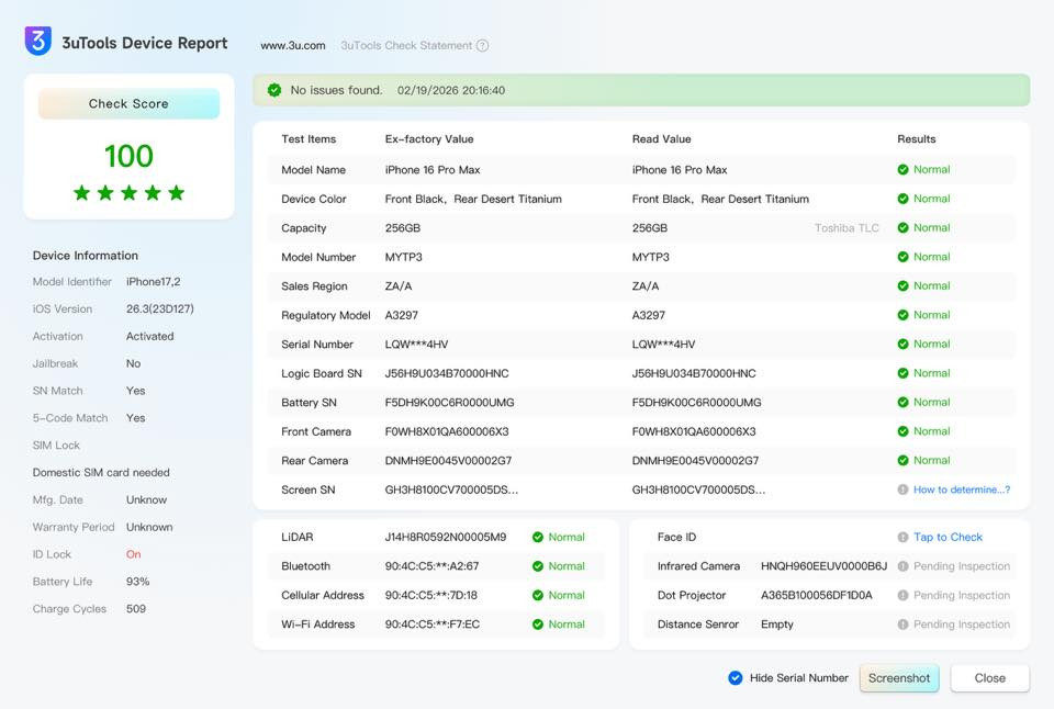 السلام عليكم
١٦ برو ماكس ذ ٢٥٦
بطارية ٩٣٪؜
بدون غراض
دبل سيم كارت
مبدل ضهر فقط 

للبيع بسعر مليون قفل 
***********
