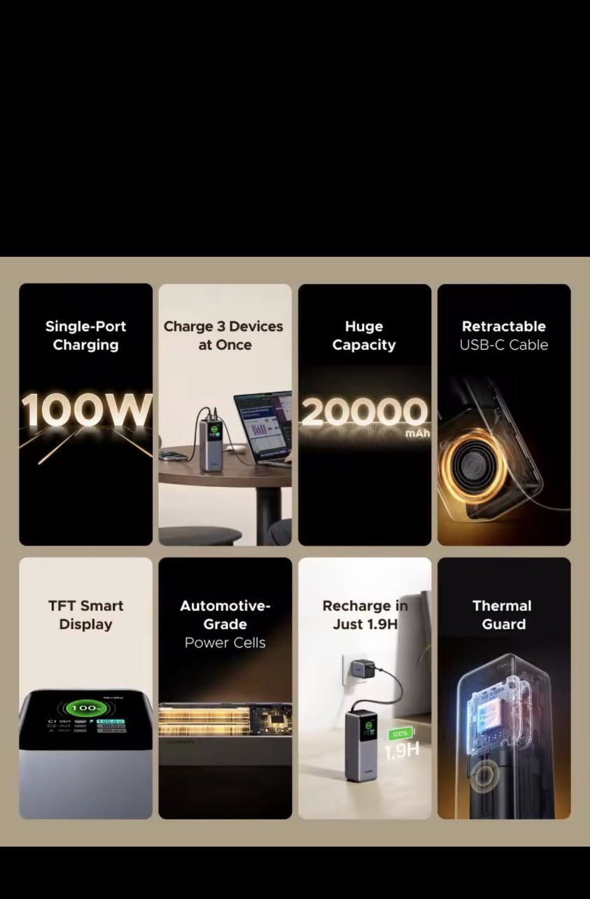 هل تبحث عن القوة والأناقة في مكان واحد؟ إليك الحل الأمثل من UGREEN.. باور بانك Nexode الأحدث والأقوى! 💎
لماذا هو الخيار الأفضل لك؟
• سلك مدمج وقابل للسحب: انسَ نسيان الأسلاك أو تشابكها! سلك USB-C مدمج يسحب بسهولة عند الحاجة ويختفي عند الانتهاء.
• قوة شحن جبارة: 165 واط إجمالية، مع إمكانية شحن اللابتوب بسرعة تصل إلى 100 واط (يعني يشحن جهازك بأقصى سرعة ممكنة!).
• سعة ضخمة: 20,000mAh تكفيك لأيام من الاستخدام المتواصل.
• شاشة رقمية ذكية: لمعرفة مستوى الشحن بدقة متناهية.
• صديق للسفر: معتمد للاستخدام على الطائرات ✈️، خذه معك أينما ذهبت.
سواء كنت تملك أندرويد، آيفون، أو حتى لابتوب.. هذا الباور بانك هو رفيقك المثالي للعمل والسفر. 📱💻

السعر 100الف


**إذا كنت صاحب هذا الإعلان وتريد حذفه لأي سبب، رجاءا أرسل رسالة إلى الدعم الفني**