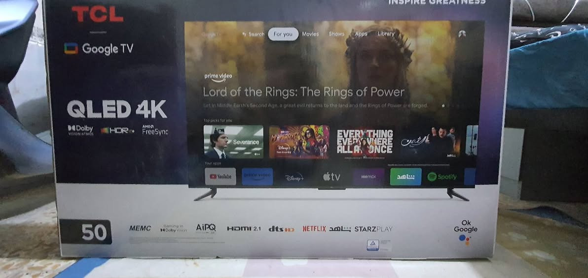 📺 للبيع شاشة TCL حجم 50 إنش بحالة ممتازة جداً
شاشة TCL موديل 50C645 بحالة شبه جديدة، استخدام قليل جداً وما زالت نظيفة وعليها اللواصق.

✨ المواصفات:
• الموديل: TCL 50C645
• الحجم: 50 إنش
• دقة العرض: 4K Ultra HD
• نوع الشاشة: QLED
• نظام تشغيل ذكي (Smart TV)
• تدعم الإنترنت والتطبيقات مثل يوتيوب ونتفلكس
• صورة واضحة وألوان قوية مناسبة للأفلام والمباريات والألعاب
• مناسبة للـ PlayStation و Xbox

📋 المعلومات المكتوبة على الكرتون:
• Voltage: 100-240V ~ 50/60Hz
• Weight Net/Gross: 8.9 / 12.7 KG
• Dimensions: 1265 × 130 × 775 MM
• Made in China

📦 الشاشة نظيفة جداً واستخدامها قليل.

💰 السعر: 500 ألف دينار
وقابل للتفاوض البسيط للجادين.

📩 للتواصل خاص.


**إذا كنت صاحب هذا الإعلان وتريد حذفه لأي سبب، رجاءا أرسل رسالة إلى الدعم الفني**