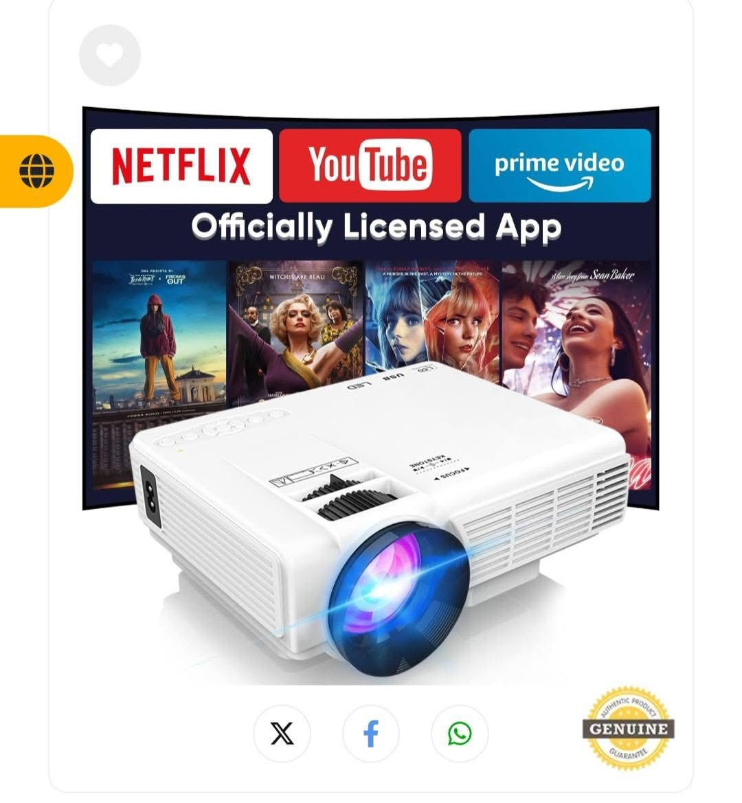 جهاز عرض فيديو محمول من Staratlas، ويتميز بالمواصفات والميزات الرئيسية التالية:

يدعم دقة 4K.

يحتوي على تقنية واي فاي 5G وبلوتوث.

مصمم ليكون محمولاً ومناسباً للاستخدام في المسرح المنزلي أو في الهواء الطلق.

متوافق مع أنظمة تشغيل iOS/Android
45 وتوصيل مجاني


**إذا كنت صاحب هذا الإعلان وتريد حذفه لأي سبب، رجاءا أرسل رسالة إلى الدعم الفني**