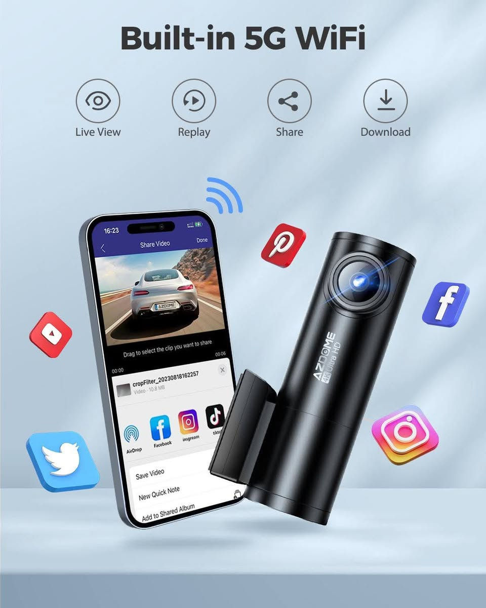 داش كام AZDOME M300S:
🎥 دقة التصوير: أمامية 4K UHD + خلفية FHD .
​🌐 الاتصال: واي فاي مدمج (Wi-Fi) لمشاهدة وتحميل الفيديوهات عبر الموبايل.
​📍 نظام GPS مدمج لتسجيل السرعة وتتبع مسار السيارة.
​🌙 رؤية ليلية: مستشعر متطور لضمان وضوح اللوحات والتفاصيل في الظلام.
​🛡️ الأمان الذكي: مستشعر اهتزاز (G-Sensor) يقفل الفيديو تلقائياً ويحميه من الحذف عند الطوارئ أو الاصطدام.
​🔄 التسجيل المستمر: نظام تسجيل حلقي يحذف المقاطع القديمة تلقائياً عند امتلاء الذاكرة.


**إذا كنت صاحب هذا الإعلان وتريد حذفه لأي سبب، رجاءا أرسل رسالة إلى الدعم الفني**