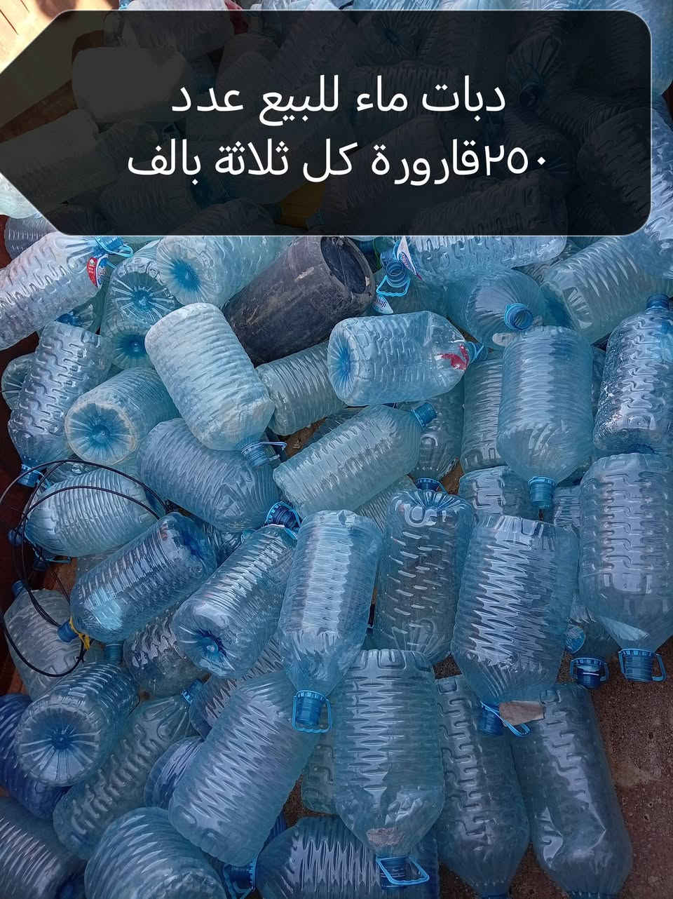 دبات ماء للبيع عدد ٢٥٠قارورة تقريبا نظافة جيدة رقم الهاتف ***********كورك آسيا *********** زين *********** كل ثلاث بألف دينار
