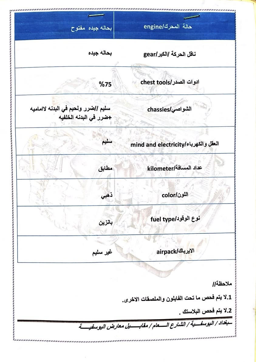 السلام عليكم
للبيع ماليبو 2016 - فئة LT
رقم سليمانية 
الضرر واضح بالسونار
سيارة جاهزة تراي وين ما يعجبك 
تبريد - تخم تاير - باتري - كهربائيات - حدادية 
كلشي شغال وجاهز 
سعر 88 مجال بسيط 
مكاني كربلاء


**إذا كنت صاحب هذا الإعلان وتريد حذفه لأي سبب، رجاءا أرسل رسالة إلى الدعم الفني**