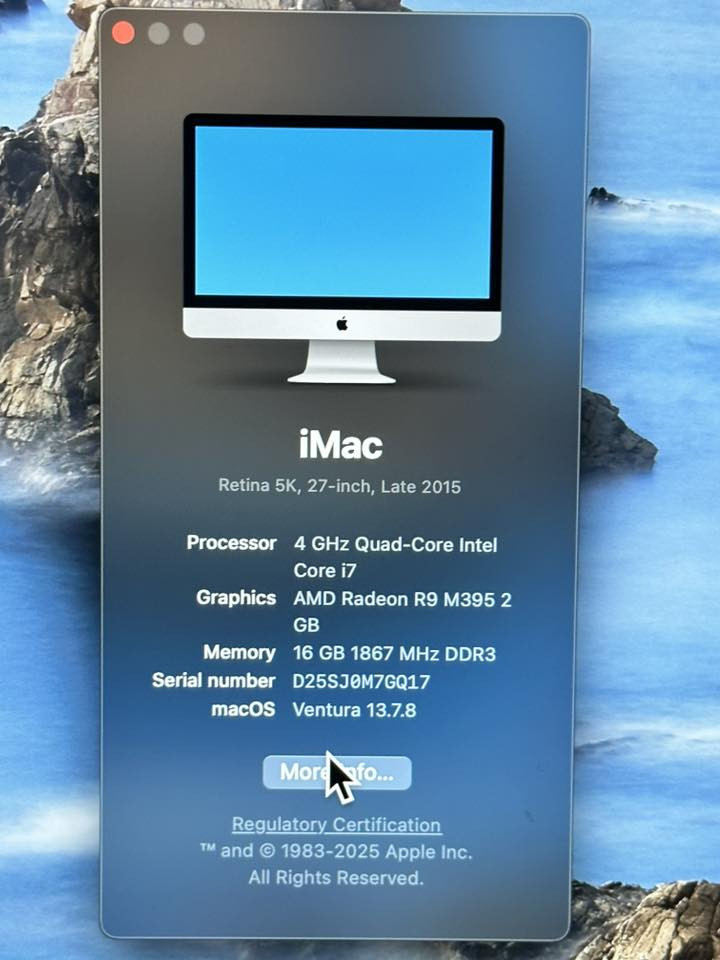 ‏ iMac Late 2015
حجم 27 إنج / دقة 5K
———————————-
🔥السعر ٨٥٠ الف 🔥
———————————-
كوراي ٧ 
رام 16 كيكا
هارد 500 كيكا ssd يريع جدا 
كارت شاشة خارجي AMD Radeon R9 M395X حجم 4 كيكا 
———————————-
ملحقات : 
كيبل بور الاصلي 
ماوس ابل الاصلي بلوتوث
كيبورد ابل الاصلي بلوتوث
———————————-
الموقع اربيل عينكاوا


**إذا كنت صاحب هذا الإعلان وتريد حذفه لأي سبب، رجاءا أرسل رسالة إلى الدعم الفني**