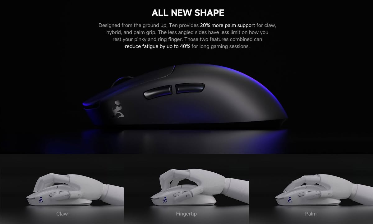 NINJUTSO TEN BLACK 8K
Weight~53g
Dimensions125 x 64 x 39 mm
SensorAimNinja (PAW3950-based)
DPI  30,000 DPI
IPS / Acceleration750 IPS / 50g
Polling RateUp to 8000 Hz
Switches HyperSwitch with HyperClick
Battery Life  Up to 140 hours
Connectivity 2.4GHz Wireless, USB-C


**إذا كنت صاحب هذا الإعلان وتريد حذفه لأي سبب، رجاءا أرسل رسالة إلى الدعم الفني**