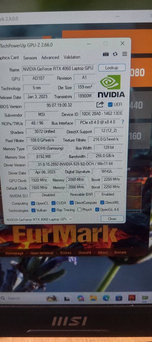 MSI Bravo 17  RTX 4060
المعالج: AMD Ryzen 7 7735HS
كارت الشاشة: NVIDIA GeForce RTX 4060 (8GB)
الرام: 16GB DDR5
التخزين: 512GB NVMe SSD
الشاشة: 17.3" FHD – 144Hz
التبريد: Cooler Boost
اختبار FurMark: 128 FPS / حرارة 76°
الجهاز يعمل بكفاءة كاملة
المتعلقات:
الشاحن الأصلي 200W


**إذا كنت صاحب هذا الإعلان وتريد حذفه لأي سبب، رجاءا أرسل رسالة إلى الدعم الفني**