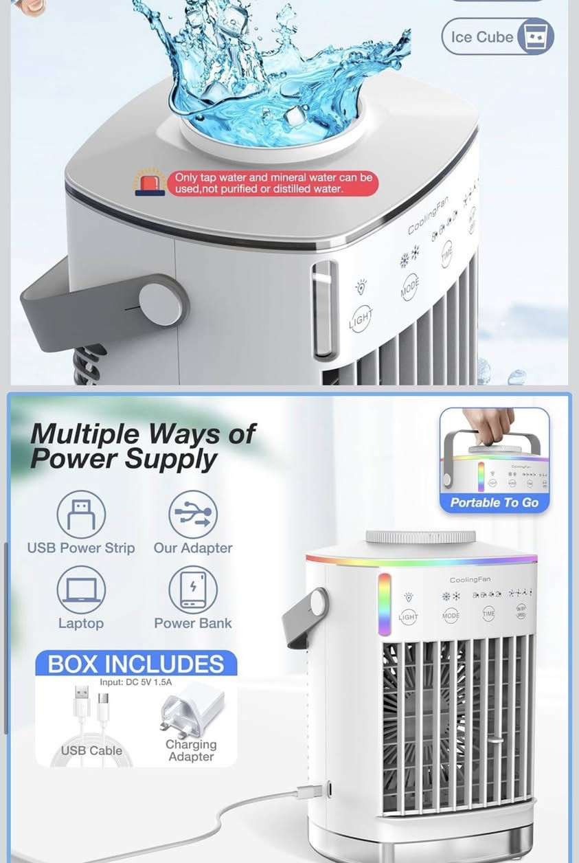 مبردة او مروحة مكتبية ٤ في ١ يتميز ب ٤ سرعات هواء و٧ الوان اضاءه وفواحة مرطب للهواء وبي مؤقت تكدرون تحددون مدة التشغيل السعر ١٠


**إذا كنت صاحب هذا الإعلان وتريد حذفه لأي سبب، رجاءا أرسل رسالة إلى الدعم الفني**