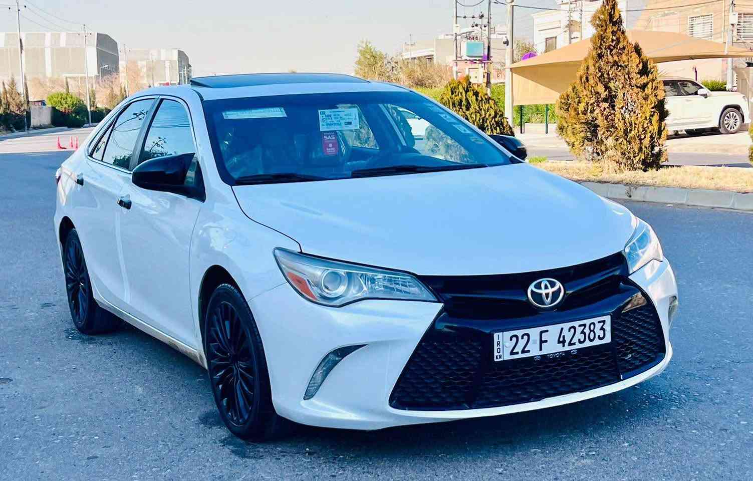 كامري موديل 2016 SE فتحة سلايت
***********__***********
سيارة واحد باب صبغ 
مكان صغير تعديل بارد 
السعر : 169 $  ورقة يه
93000 ميل ماشية
مواصفات امريكي فول مواصفات 
فتحة سلايت وكشن كهربائي و  شاشة و كاميرا و حساس فوليوم و بلاجكتور ولايت زينون
 وتحديد سرعةو بلاجكتورو Eco
‎
‎ساكن  / اربيل
————————————
كامري موديل 2016 SE سلايته 
يه ك ده رگاي بؤياغي هه يه 
يه ك جيگاي تعديل ساردي هه يه

نرخي :  169 $  وه ره قه يه

86000 ميل رويشتووه 
مواصفات  ئه مريكي فول مواصفات 
سلايته و كوشن كاره باي  ولايت زينون و 
شاشة و كاميرا و حساس فوليوم 
تحديد سرعة وEcoو بلاجكتورو
جيگام له  هەولير أربيل, العراق
