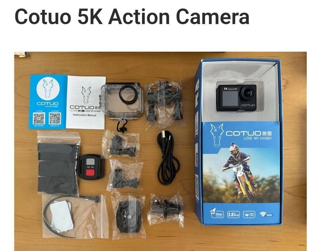 باله اوربي جديد غير مستخدم  شاشتين وريمونت تحكم 5kكاميرا أكشن COTUO 5Kتتوفر دقة فيديو متعددة، تشمل 5k بمعدل 30 إطارا في الثانية، و 4K بمعدل 60/30 إطارا في الثانية، و 2.7K بمعدل 60/30 إطارا في الثانية.

1080P بمعدل 60/30 إطارا في الثانية، و 720P بمعدل 120/60/30 إطارا في الثانية، كما تتضمن الكاميرا خاصية

تثبيت الصورة الإلكترونية (EIS)، ويمكن تفعيلها في وضع 4K بمعدل 60 إطارا في

الثانية لالتقاط كل لحظة مثيرة.
كاميرا أكشن رياضية عالية الدقة من شركة COTUO مخصصة لتصوير الأنشطة الرياضية والمغامرات في الهواء الطلق. تتميز بجودة تصوير بدقة 5K وعدسة واسعة الزاوية مع دعم لتقنية الواي فاي لسهولة نقل الملفات والتحكم بالكاميرا من الهاتف. كما تحتوي على غلاف مقاوم للماء حتى عمق 30 متر، مما يجعلها مناسبة للغوص، ركوب الدراجات، وتسلق الجبال. توفر الكاميرا شاشة خلفية 2.0 بوصة لتسهيل عرض اللقطات فوراً وتعمل ببطارية قابلة للشحن تدوم لفترات طويلة. الكاميرا مثالية لعشاق المغامرة ومصوري الفيديو الديناميكيين الذين يبحثون عن جودة صورة عالية وتقنيات عملية.

- تصوير بدقة 5K عالية
- مضادة للماء حتى 30 متر
- اتصال WiFi للتحكم والنقلI


**إذا كنت صاحب هذا الإعلان وتريد حذفه لأي سبب، رجاءا أرسل رسالة إلى الدعم الفني**