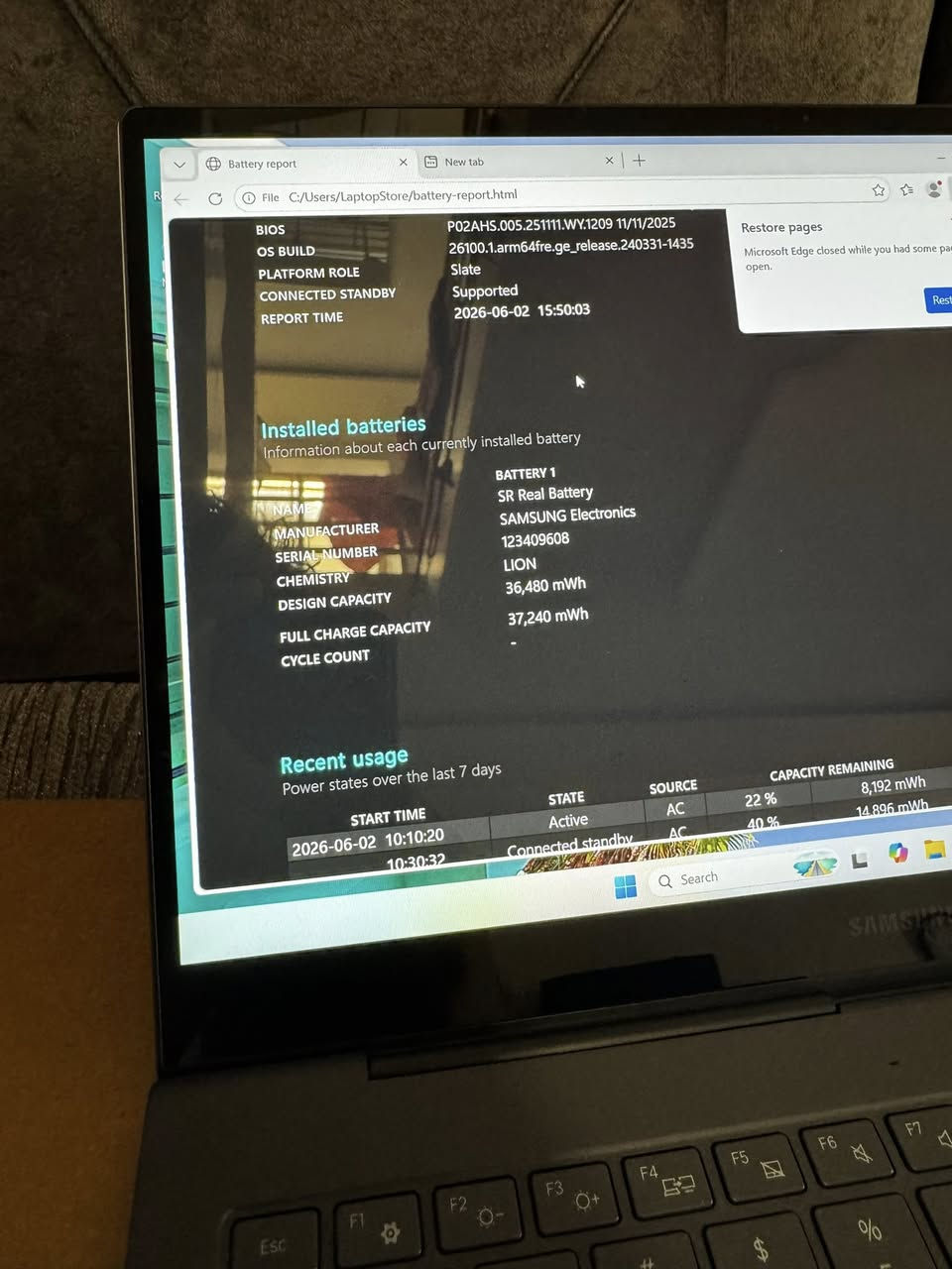 السلام عليكم لابتوب للبيع جديده 
Samsung galaxy book s
شاشة 13.3 لمس 2k 
كيبورد فسفور ضوئي 
بصمه أصبع 
سناب دراغون لمس 
يشغل جميع البرامج arm64 bit64 bit32
Windows 11 home اصلي  
رام 8 غيغا 
هارد 256 ssd 
 بطارية لحد 25 ساعة 
نظافة 100٪ جديد 
مع شاحن اصلي انكر 60w
دورات الشحن 0 جديده 100٪ 
السعر 600  الف


**إذا كنت صاحب هذا الإعلان وتريد حذفه لأي سبب، رجاءا أرسل رسالة إلى الدعم الفني**