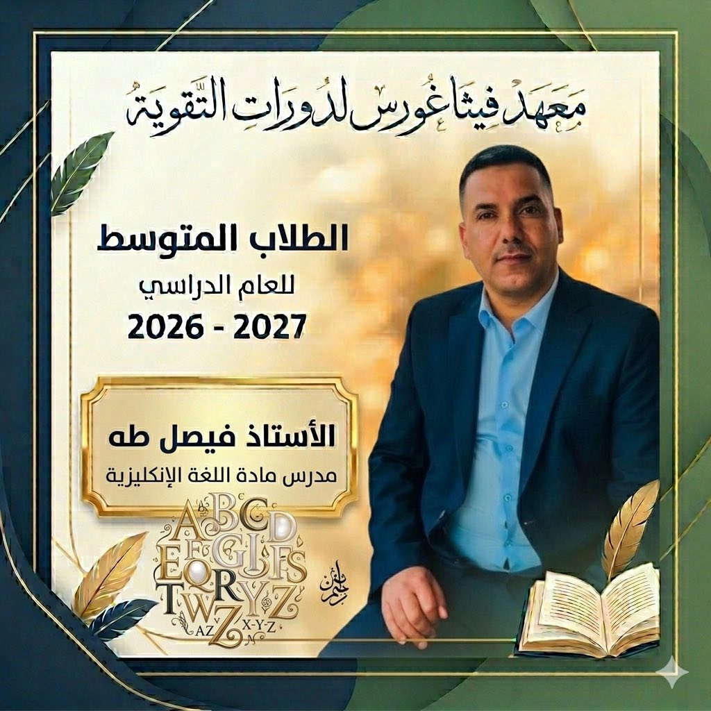 #معهد_فيثاغورس_لدورات_التقوية

يعلن معهد فثاغورس لدورات التقوية

‏عن استمرار التسجيل للدورات الصيفية
 للعام الدراسي 2026_2027 

مع نخبة من الاساتذة  للصف الثالث المتوسط

الاستاذ حسام باسل / مدرس اللغه العربية
 
الأستاذ فيصل طه / مدرس مادة اللغة الإنجليزية 

الأستاذ بشير احمد / مدرس مادة الرياضيات
 
الاستاذ محمد حمد / مدرس مادة الفيزياء
 
الأستاذ عمر حسين ￼/ مدرس مادة الكيمياء

يتميز المعهد 🔈🔔
1 / كادر تدريسي ممتاز على مستوى عالي وأساتذة ذو كفاءة وخبرة عالية في مجال التدريس . 👨‍🏫👩🏻‍🏫
2/ المتابعة الدوريه للطالب ومستواه
3/قاعات حديثة و مكيفة 
 
فعلى من يرغب بالتسجيل وحجز مقعدة زيارة موقعنا او مراسلة صفحاتنا على المواقع التواصل الاجتماعي 👨‍💻📲

🔴 العنوان : موصل - حي اليرموك - مقابل الباب الرئيسي لمنتزة اليرموك

🔴 للاستفسار الاتصال على الارقام التالية :

 ☎️ ***********

 ☎️ ***********

#معهد_فيثاغورس_لدورات_التقوية
 
 https://www.instagram.com/pyth_8?igsh=eWNpc2puaGw1cTh1

@pyth_8

￼
