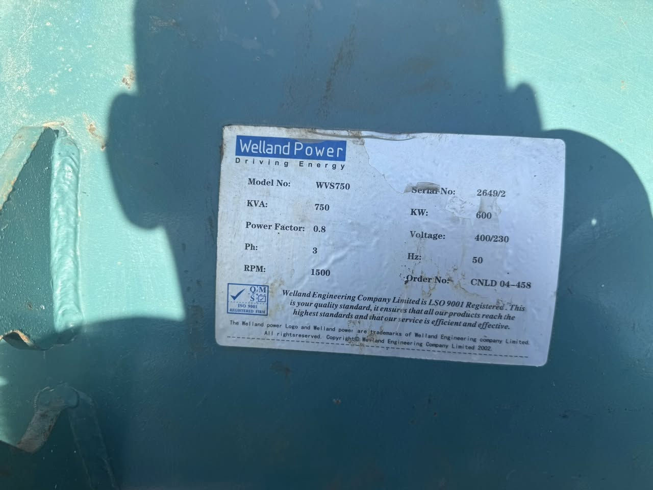 السلام عليكم
للبيع دايو DHIكوري اصلي غير مجدد 

12سلندر دبل سوبر انتر كولر تعويض كهربائي 

التوليد استامفورد انكليزي 750كيفي 

غير مشتغل في العراق 🇮🇶 

موديل حديث

عدد ساعات التشغيل قليل جداً

وارد أوربي استيراد خاص 💪✅

 سيطرة حديثة متطورة (برودكشن)إطفاء وتشغيل ذاتي فول اوتماتيك المولد 

شرط الحمل 1500امبير مرتاح 🦅🔥

 المحرك غير مفتوح 🔓 

العنوان-بابل -شوملي 

للاستفسار الاتصال ع الأرقام التالية

***********

علماً يتوفر لدينا من ال١٠كيفي إلى ٧٥٠
