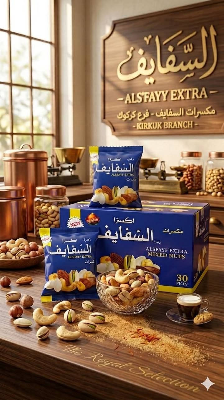 🌟 النكهة الفاخرة والقرمشة الحقيقية.. تجدونها فقط في مكسرات السفايف (فرع كركوك)! 🌟 تميز بضيافتك واختر الجودة الملكية. للتواصل والطلب مباشرة: 📞 *********** | ***********
