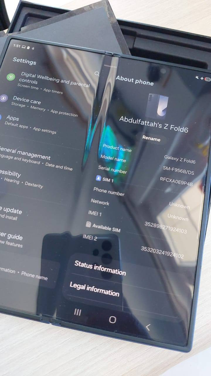 Zfold 6
Blue , 256
Almost new
ضمان عين الفهد 
بيع او مراوس على Zfold7
***********
