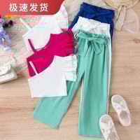 طقم بناتي • سبورت قماش • مقاسات ٣-٧ سنة