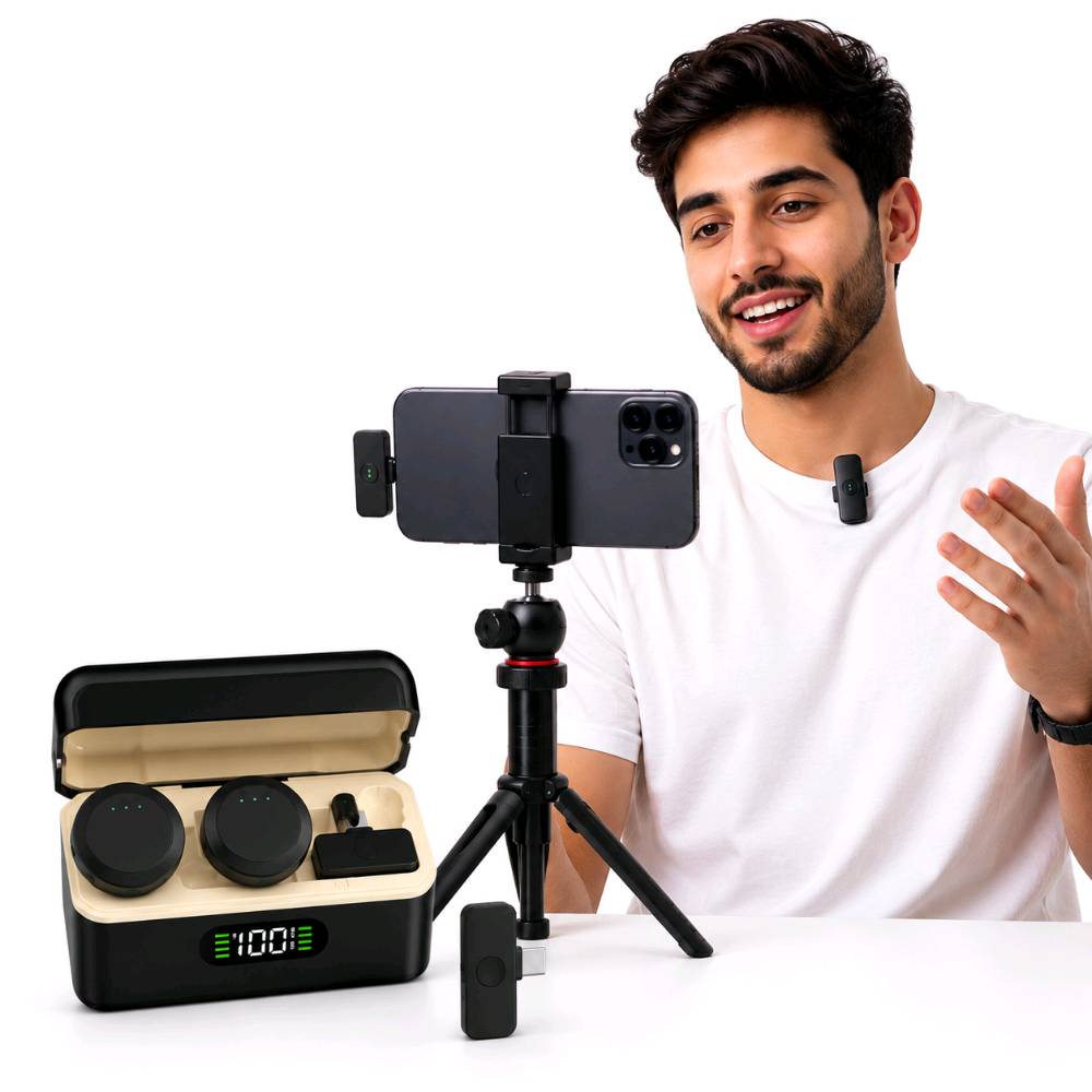 سواء كنت صانع محتوى، مسوّي بث مباشر، أو تصور فيديوهات يومية، هذا المايك اللاسلكي يمنحك صوتًا واضحًا ونقيًا بدون تشويش أو أسلاك مزعجة