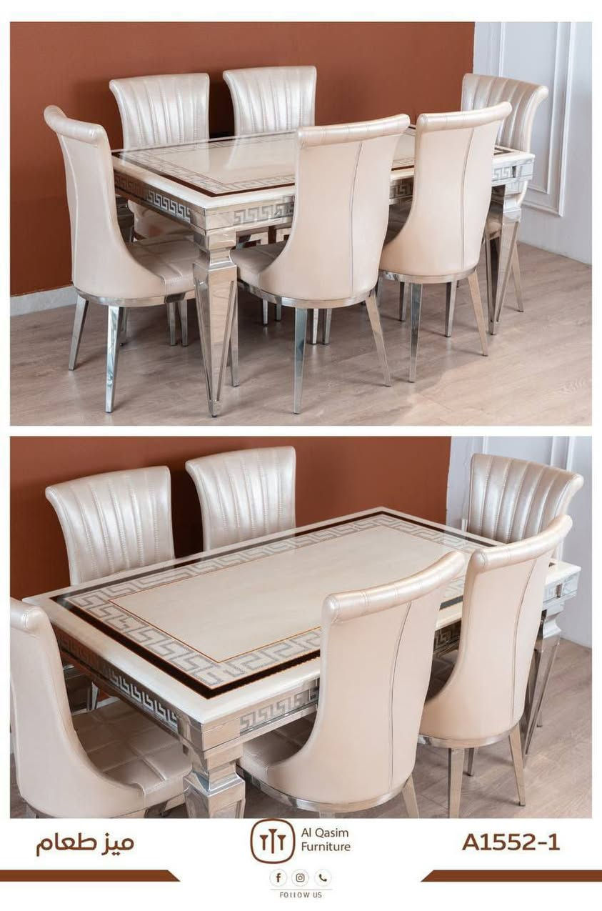 ميز وطعام وكراسي جديد 
توصيل جميع محافضات
يوجد جميع قياسات واسعار وتصاميم 
تواصل ع خاص 
***********واتساب

