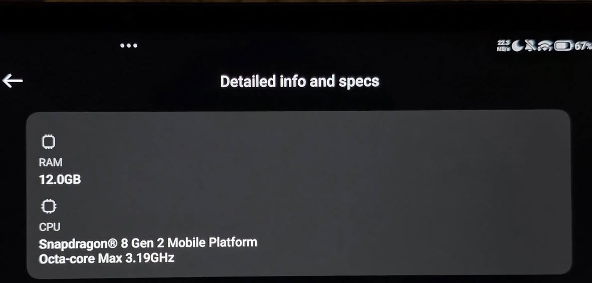 📢للبيع تابليت مستخدم📢
xiaomi pad 6s pro 12.4in 

رام: 12GB
مساحة: 512GB
معالج: snapdragon 8 gen 2
شاشة: 144hz 3k LCD
بطارية: 10,000mah
شحن: 120w بنصف ساعة من ال٠ لل١٠٠
(يجي الجهاز بعلبته مع الشاحنة)

استخدام: نظيف، ماكو بي أي خلل او ضرر + ما امانع اصورلك الجهاز حسب طلبك

يجي ويه:
القلم الأصلي: xiaomi focus pen
الكفر الأصلي: xiaomi magnetic cover

السعر مع اكسسواراته بعلبهن: 730 الف

الموقع: بغداد/الرصافة/زيونة
لا يتوفر التوصيل

للأستفسار، تفظل على الخاص بالmessenger


**إذا كنت صاحب هذا الإعلان وتريد حذفه لأي سبب، رجاءا أرسل رسالة إلى الدعم الفني**