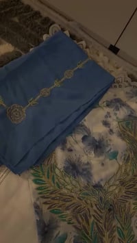 حرير ايطالي • شال شيفون • تطريز وستراس