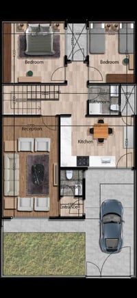 مجمع الغدير ركن • ١٥٣م • غرفتين نوم