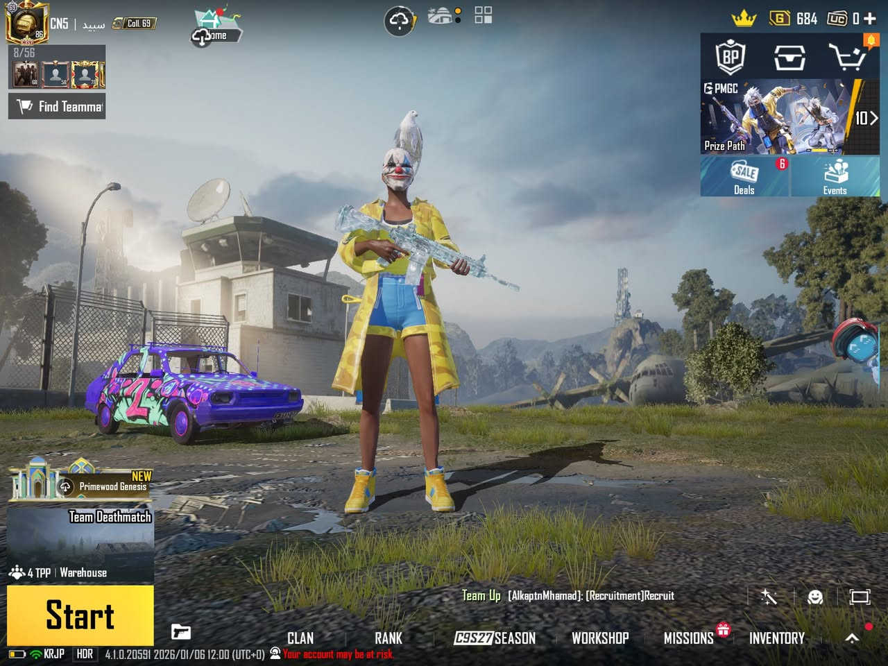 السلام عليكم 
يباد 9
ذاكره64مامفتوح+بطاريه 85
معه الحساب ببجي+سعر450بيهم مجال +او يرهم مراوس تنطيني جهاز. ونطيك يباد و حساب ببجي +تاخذهآ من لباب حساب ببجي لفل 86+145مثك نوادر متروس +قبطان كامل مفور ماكس اوزي كل مسج يومبي كل مسج يومبي الثاني لفل2سكار كل مسج كلشي موضح لفل سكنات الحساب69+مكاني بصره ابو الخصيب بهادريه خلف صالح***********موجود فقط وتساب
