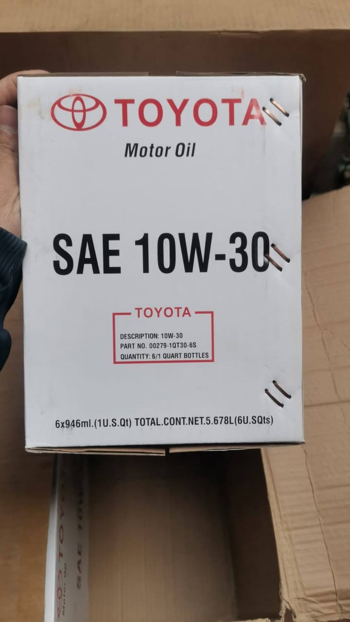 وصل زيت تويوتا 1 لتر قياس 10w30 ✅
سعر كارتون 169 الف ✅
كارتون يحتوي عل 24 لتر ✅
توصيل متوفر لجميع المحافظات 🚚
***********
