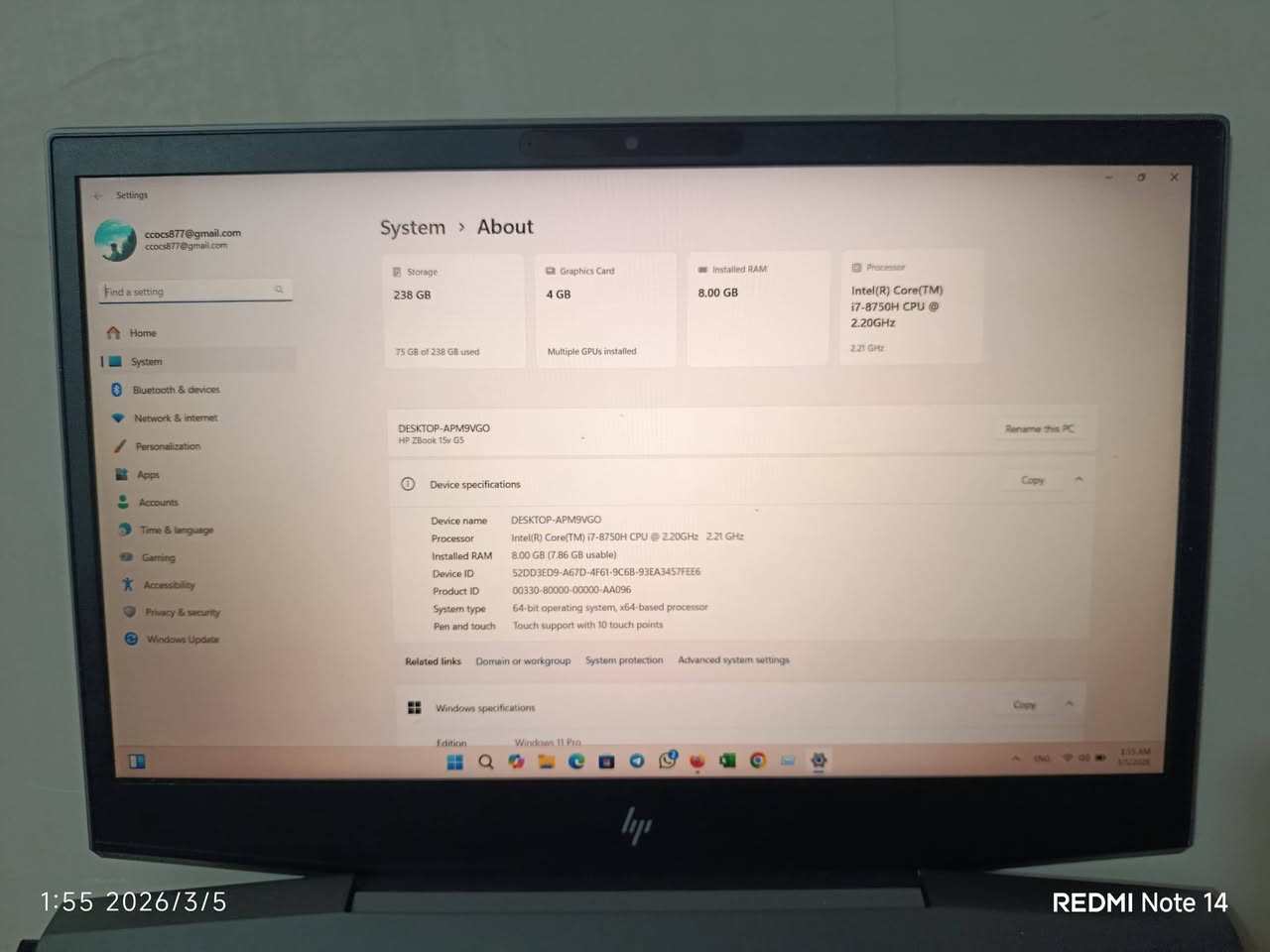 السلام عليكم عندي لابتوب للبيع
HP ZBook 15v G5
المواصفات:
🔹 المعالج (CPU):
Intel Core i7-8750H
السرعة: 2.20 GHz (توصل تقريباً أكثر مع التيربو)
🔹 الرام (RAM):
8 جيجابايت
🔹 كرت الشاشة (Graphics):
4 جيجابايت
🔹 التخزين (Storage):
238 جيجابايت
المستخدم حالياً: 74 جيجابايت
🔹 نوع النظام:
نظام تشغيل 64-بت
🔹 النظام المثبت:
Windows 11 Pro
🔹 ميزة الشاشة:
شاشة تدعم اللمس حتى 10 نقاط لمس
📊 الخلاصة:
اللابتوب يعتبر قوي نسبياً ويشغل برامج التصميم و الألعاب
للبيع 500
مكاني بغداد


**إذا كنت صاحب هذا الإعلان وتريد حذفه لأي سبب، رجاءا أرسل رسالة إلى الدعم الفني**