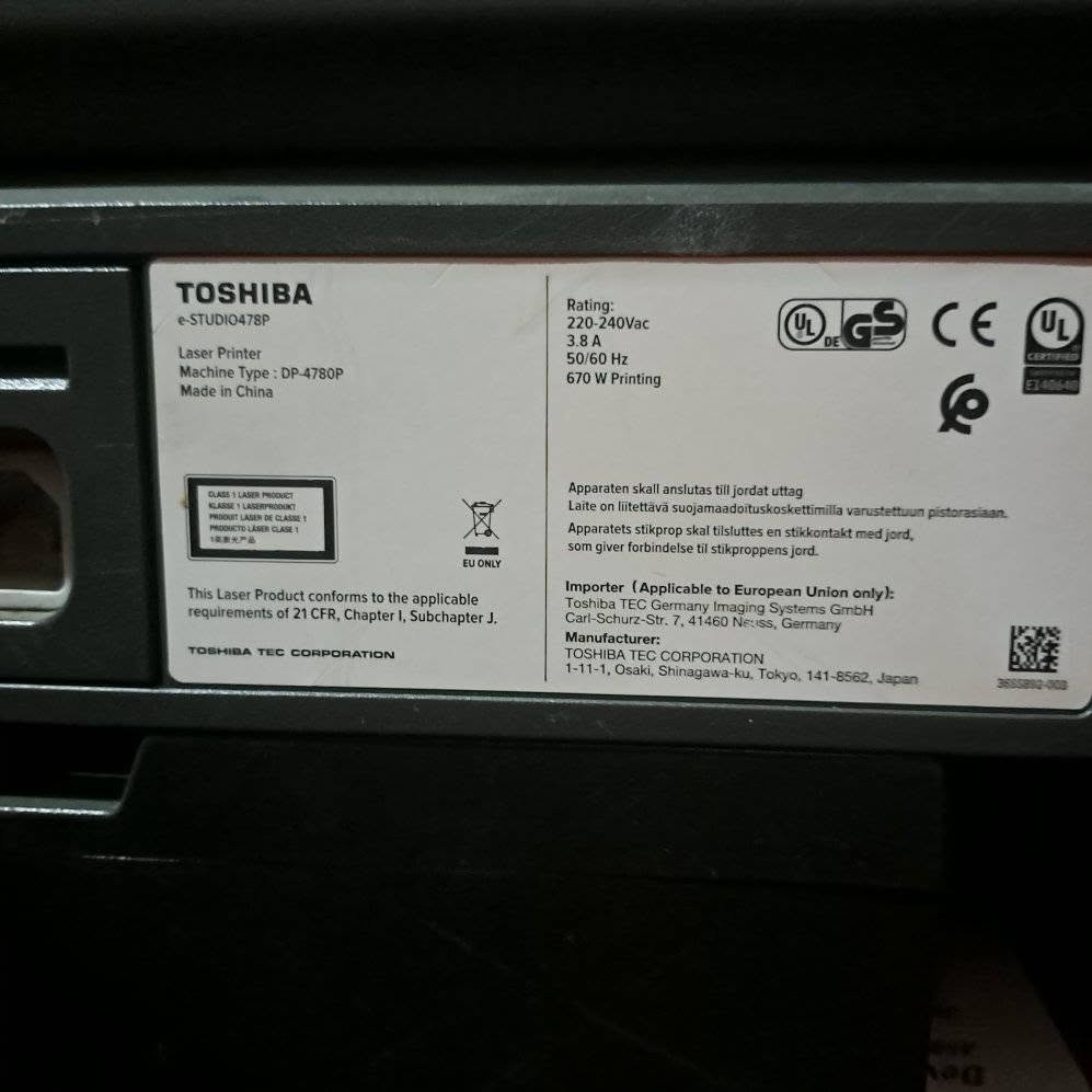 متاح عدد ٥ ببلاش طابعة Toshiba e-STUDIO 478P ليزر أبيض وأسود، سرعة 47 ورقة/دقيقة، دوبلكس أوتوماتيك، شبكة وUSB، مناسبة للشركات والمكاتب ومراكز التصوير، حالة ممتازة وجاهزة للتشغيل.


**إذا كنت صاحب هذا الإعلان وتريد حذفه لأي سبب، رجاءا أرسل رسالة إلى الدعم الفني**