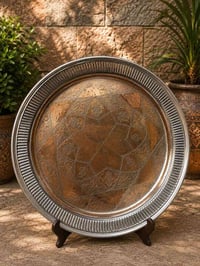 صينية عربى • نحاس مطلي فضة • قطر ٥٠سم
