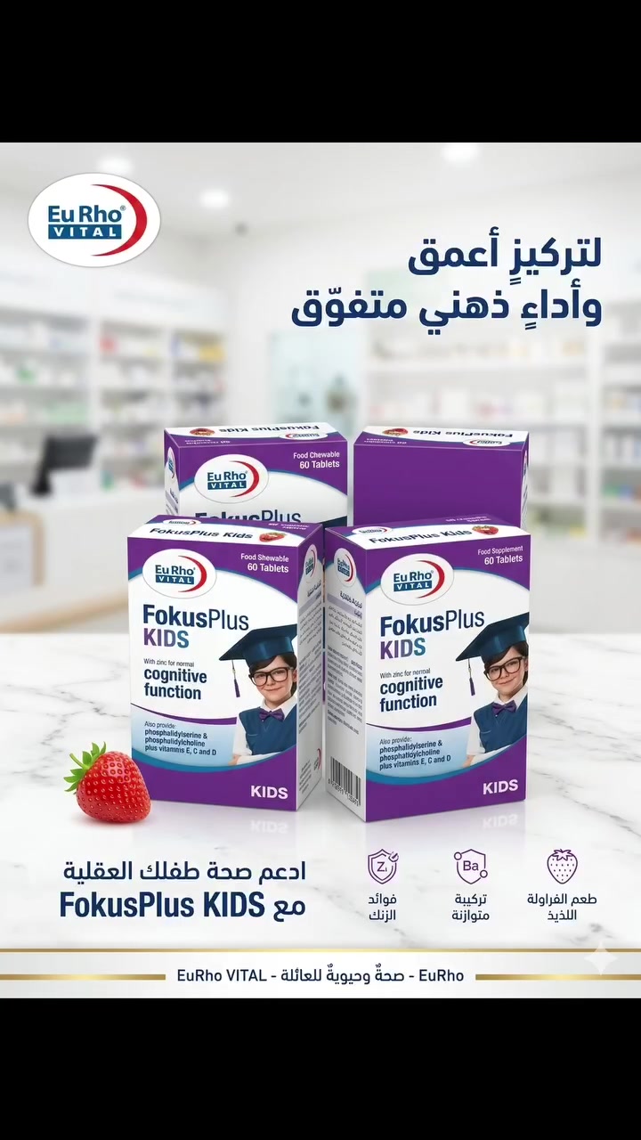 ✨ هل يعاني طفلك من التشتت أو ضعف التركيز أثناء الدراسة؟
امنحه دعماً ذكياً يساعده على إبراز أفضل ما لديه! 💜

FokusPlus KIDS من EuRho VITAL تركيبة متطورة صُممت خصيصاً لدعم التركيز، الانتباه، والأداء الذهني للأطفال 🧠✨

يحتوي على مكونات مهمة مثل الزنك وعناصر غذائية داعمة للوظائف الإدراكية، ليساعد طفلك على مواكبة يومه الدراسي بثقة ونشاط.

🍓 بطعم الفراولة اللذيذ الذي يحبه الأطفال
✅ يدعم صحة الدماغ والتركيز
✅ يساهم في تحسين الوظائف المعرفية
✅ تركيبة متوازنة مع فيتامينات مهمة لنمو صحي

لأن كل طفل يستحق فرصة للتألق… اجعل التركيز بداية نجاحه مع FokusPlus KIDS


**إذا كنت صاحب هذا الإعلان وتريد حذفه لأي سبب، رجاءا أرسل رسالة إلى الدعم الفني**