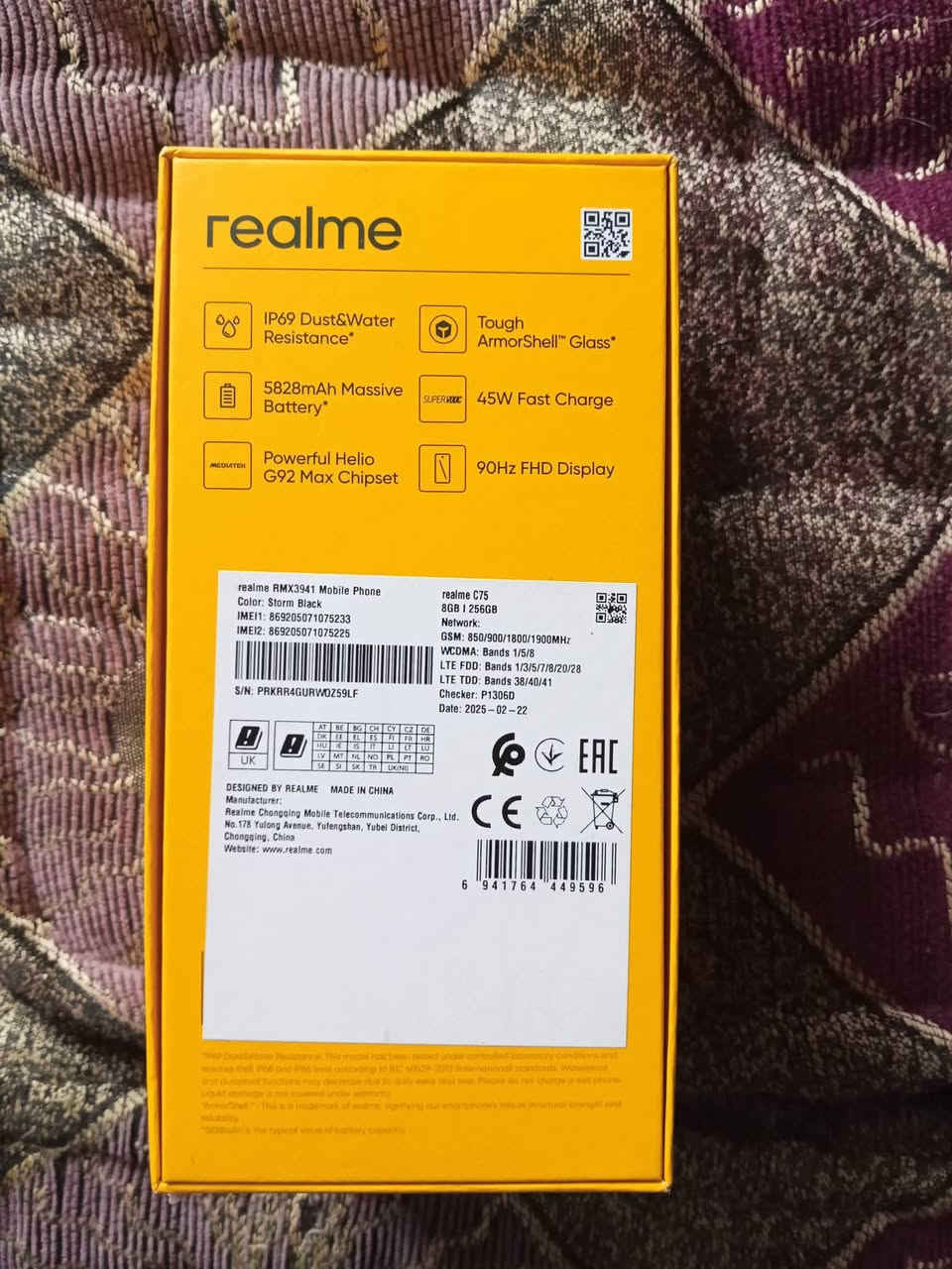 ريلمي C75. ضد الكسر مقاوم للماء السعر 150 وبي مجال
مبدل شاشة اصلية رقم ١
بغداد حي اور ***********
ذاكرة 256 | رام 8+16

بطارية 6000 

معالج G92 Max 

مقاوم للكسر باقوى حماية | مقاوم للماء باعلى معيار IP69 

كاميرا 50 ميغا بكسل 

شاشة حجم 6.72 انج
غراض كاملة
