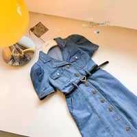 فستان جينز بناتي • أزرار أمامية • توصيل النجف