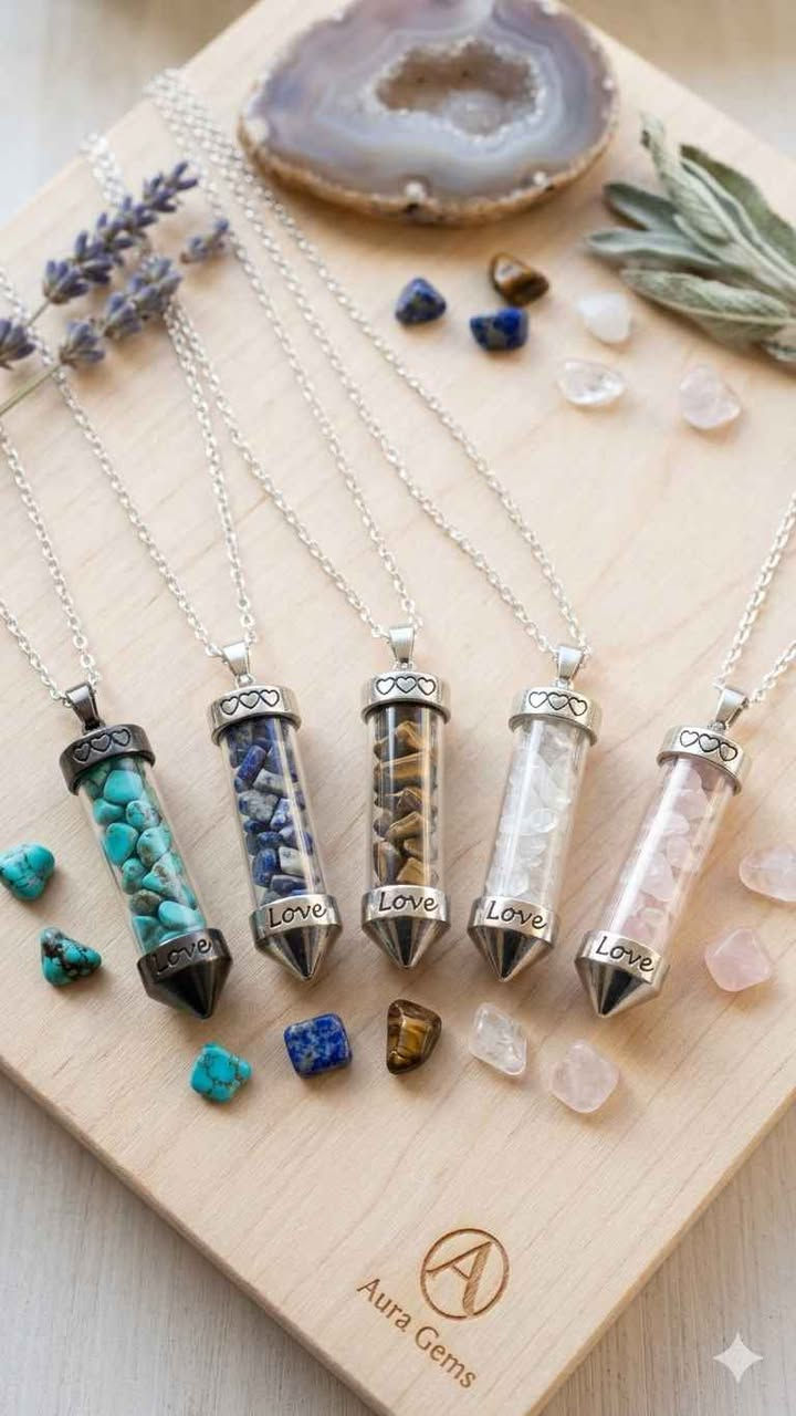 قلادة حجر الفيروز الفضي 
قلادة تحتوي على قنينة زجاجية مليئة بقطع حجر الفيروز الصغير، وتأتي بلمسات معدنية فضية،. بيجي, صلاح الدين


**إذا كنت صاحب هذا الإعلان وتريد حذفه لأي سبب، رجاءا أرسل رسالة إلى الدعم الفني**