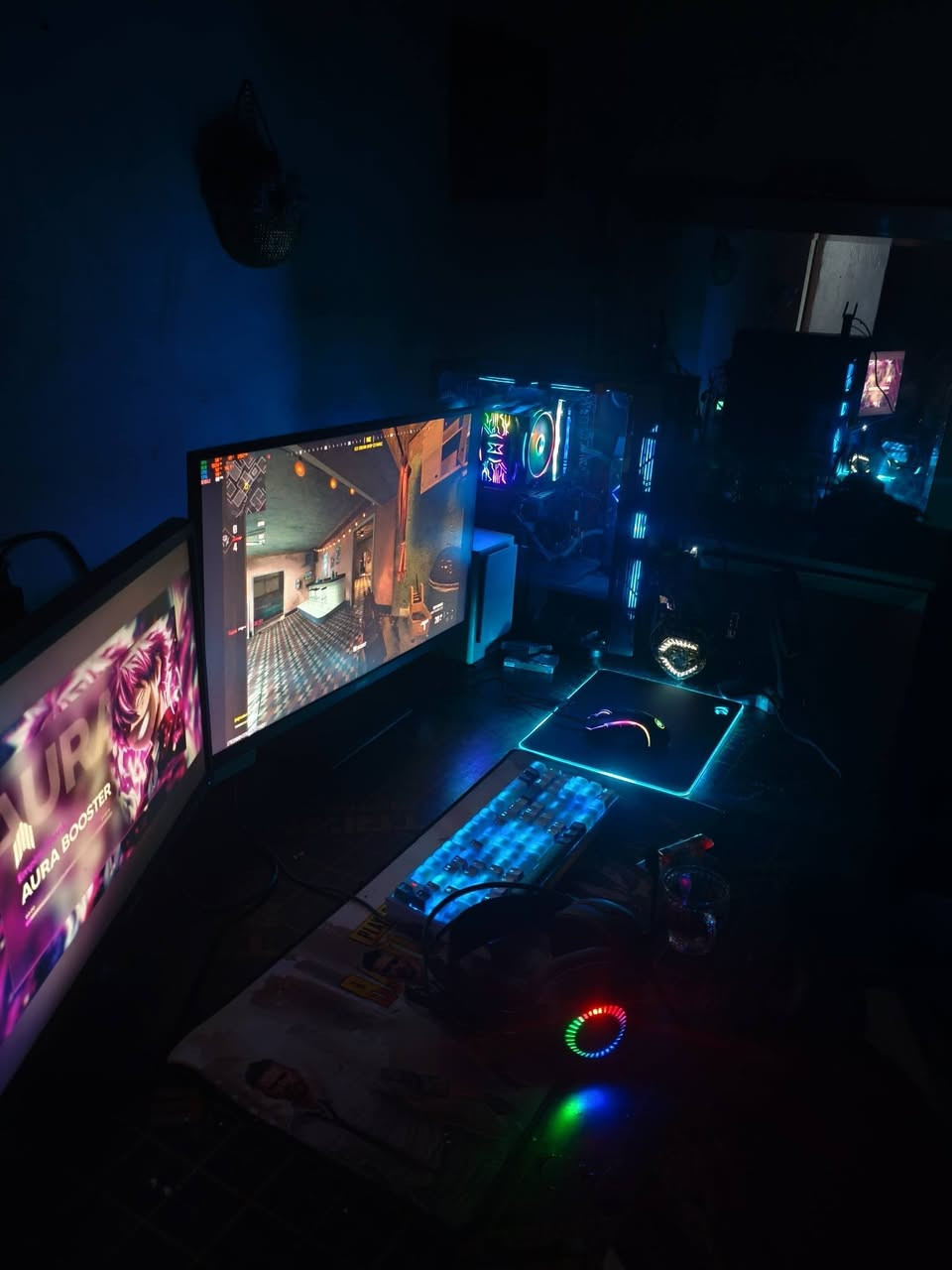 معالج R5 3600 
كرت 3060 12GB
مذربورد msi mpg x570 gaming plus
رامات 8×2(16) فيوري وتي فورس ddr4
ssd 512 m.2
كيس 6 مراوح msi mag vampirik 010 mid
المبرد Xigmatek Air Cooler
.
.
CPU : R5 3600
GPU : 3060 12GB
MB : msi mpg x570 gaming plus
RAM : 2×8(16) Fury , T-Force ddr4
VRAM : 512 ssd m.2
Case : msi mag vampirik 010 mid 6 Fan
Cooler : Xigmatek Air Cooler
.
.
الملحقات شاشه Msi 2K 180Hz وشاشه Samsung FullHD
 كيبورد Machenike K500 
مايك احترافي من شركة Tonor
شريحه بلوتوث ووايفاي
UBS 3kv PCE وبي ميزة رفع فولتيه للكهربائه ضعيفه
ماوس Red Dragon
 ماوس باد اسود قياس 60×90 
ماوس باد ريد دراگون RGB
مضخم صوت من JVC
 سماعه گيمنگ HG25 Orbit usb7.1 
جويستك اوربي من Voyee
3 مراوح هديه

واتساب ***********
