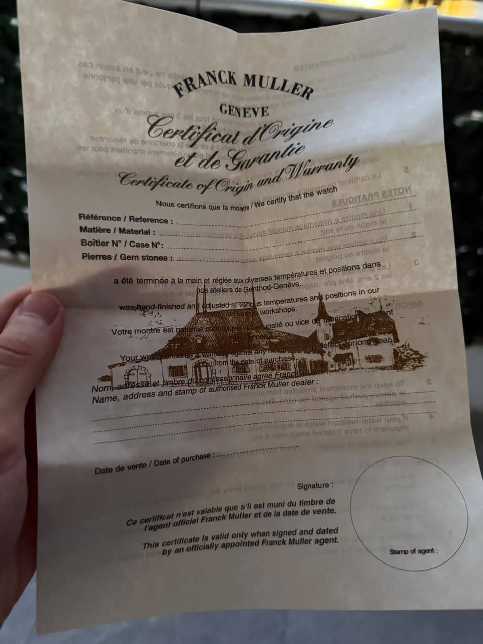 ساعة (فرانك مولر) بأب اول إنتاج (٢٠٠٤) وزن ثقيل ، مال باله غير مستخدم نظافة (١٠٠٪؜) و شغل (١/١) 
مكينتها اوتوماتك و تكويك {نظامين}
سناتر شغالة [اسبوعي/شهري]
سير جلد طبيعي بلادي 
طلاء ذهبي ثابت


**إذا كنت صاحب هذا الإعلان وتريد حذفه لأي سبب، رجاءا أرسل رسالة إلى الدعم الفني**