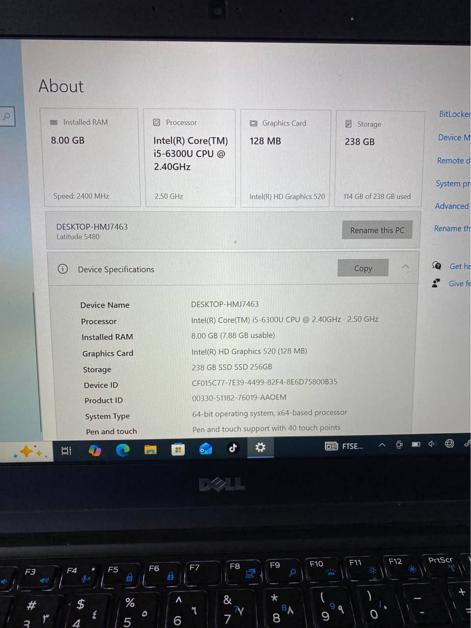💻 لابتوب Dell latitude 5490 

المواصفات:

المعالج : intel core i5 الجيل السادس 

الرام:  8GB DDR (قابل للتطوير )

الهارد : 256GB SSD M.2 ( قابل للتطوير )

الشاشة: حجم 14 انش بدقة FHD

كرت شاشة داخلي: Intel (R) UHD 

الكيبورد : كيبورد ضوئي ليزري  عربي / انكليزي . 
فقط اللابتوب الوايفاي يعمل علا توصاله وايفاي خارجيه كركوك, العراق


**إذا كنت صاحب هذا الإعلان وتريد حذفه لأي سبب، رجاءا أرسل رسالة إلى الدعم الفني**