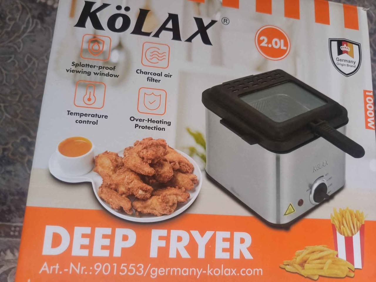 قلاية زيتية

الحجم 2 لتر
نافذة لرؤية محتويات القلاية اثناء القلي

الطاقة 1000 واط

فلتر فحم مدمج يقلل الروائح

حرارة من 90 الى 190

حماية من الحرارة الزائدة بغداد, العراق


**إذا كنت صاحب هذا الإعلان وتريد حذفه لأي سبب، رجاءا أرسل رسالة إلى الدعم الفني**