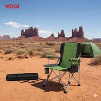 كرسي قابل للطي • إطار معدني • حامل أكواب