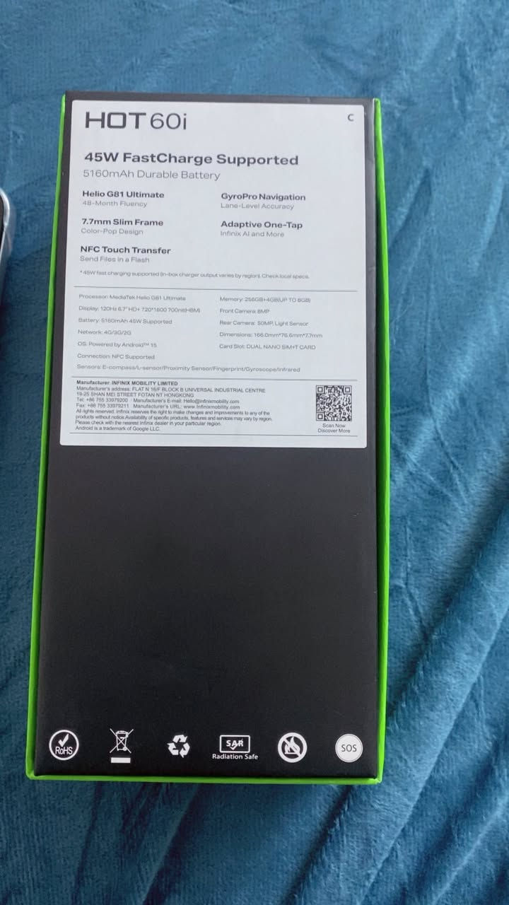 السلام عليكم
موبايل lnfinix جديد انفنكس 

ذاكره 256 

كامله ملحقاته مع الكارتونه 

السعر 165 وبي مجال بسيط 

العنوان بغداد / مدينه الصدر 

الرقم : ***********
