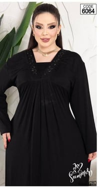 دشداشة كشمير • أسود مطرز • مقاسات 2XL-5XL