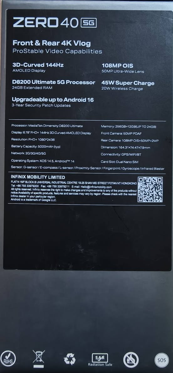 للبيع انفنكس زيرو 40 5g استخدام يوم واحد ورجعته بلكارتون مواصفات راقيه السعر 475 وبي مجال قليل كامل المحقات ..گرمة علي ***********
