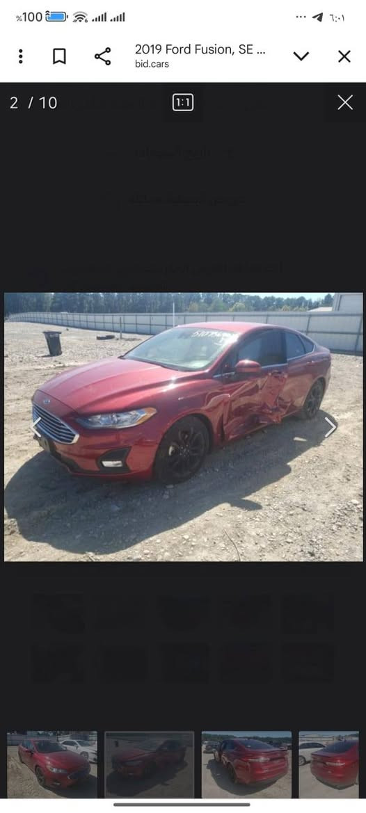 فورد 
فورد فيوجن 2019 
محرك 1500 تيربو 
فىة se
السياره كامله والكمال لله بصمه تحكمات سرعه رادار نقاط عمياء مثبت سرعه 
السيارة ماشيه 80 ميل حبيبي وحادثها كما موضح امامك باب السائق مبدل بلادي نفس اللون والخلفي مصلح بجم كبس  رقمها اربيل للتواصل هذه رقمي  ***********
