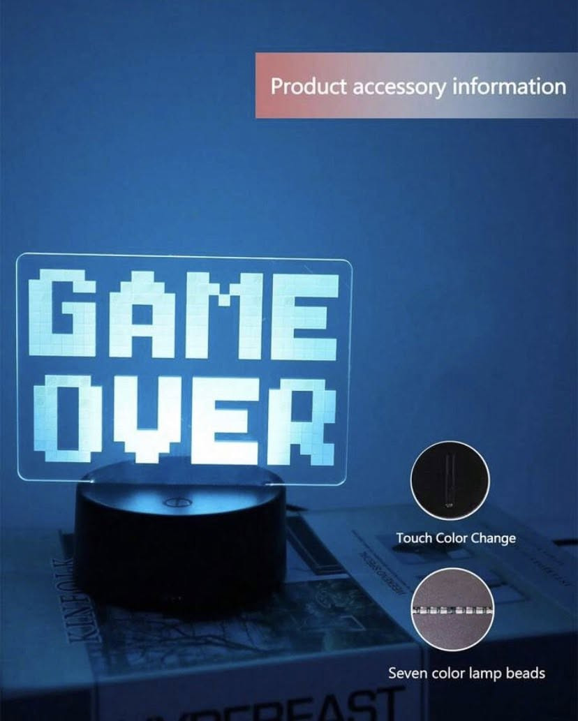 اسلام عليكم اصدقائي متوفر
3d أكريليك – Game Over

الوصف:

 إضاءة ليلية ثلاثية الأبعاد مصنوعة من لوح أكريليك محفور عليه كلمة “Game Over”، تضيف لمسة مميزة لغرفة الألعاب أو المكتب.

المميزات:
  تعمل على 7 ألوان RGB متغيرة لإضاءة جميلة وجذابة.
  تشغيل عبر USB، سهل التوصيل بأي حاسوب أو باور بانك او قاعده شحن .
  زر لمس لتغيير الألوان والتحكم بالإضاءة بكل سهولة.
  تصميم أنيق يناسب غرف النوم وغرف الألعاب والمكاتب.
  مصنوعة من مواد آمنة وصديقة للبيئة

السعر بس((10 الف))
توصيل كل محافظات العراق 3 الف🔥😍


**إذا كنت صاحب هذا الإعلان وتريد حذفه لأي سبب، رجاءا أرسل رسالة إلى الدعم الفني**
