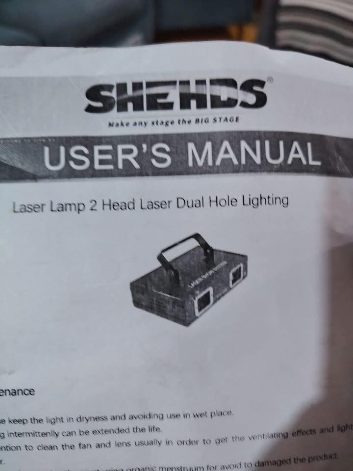السلام عليكم 🌺
ليزر عرض مسرحي (Laser Show System) ثنائي الفتحات

التحكم الصوتي (Sound Active): يتفاعل الليزر مع إيقاع الموسيقى.
• الوضع التلقائي (Auto): يعمل بأنماط مبرمجة مسبقاً.
• نظام DMX512: للتحكم الاحترافي عبر لوحة تحكم الإضاءة.
• التصميم: هيكل معدني متين مع يد تعليق قابلة للتعديل لسهولة تثبيته على الحوائط أو الأسقف.

حبايب قطعه بالكارتون 
للبيع للناس عدكم كوفيهات او هالامور 🌺🩷
اعلى سعر ابيعه ما اعرف اسعارهن🩷🌺


**إذا كنت صاحب هذا الإعلان وتريد حذفه لأي سبب، رجاءا أرسل رسالة إلى الدعم الفني**