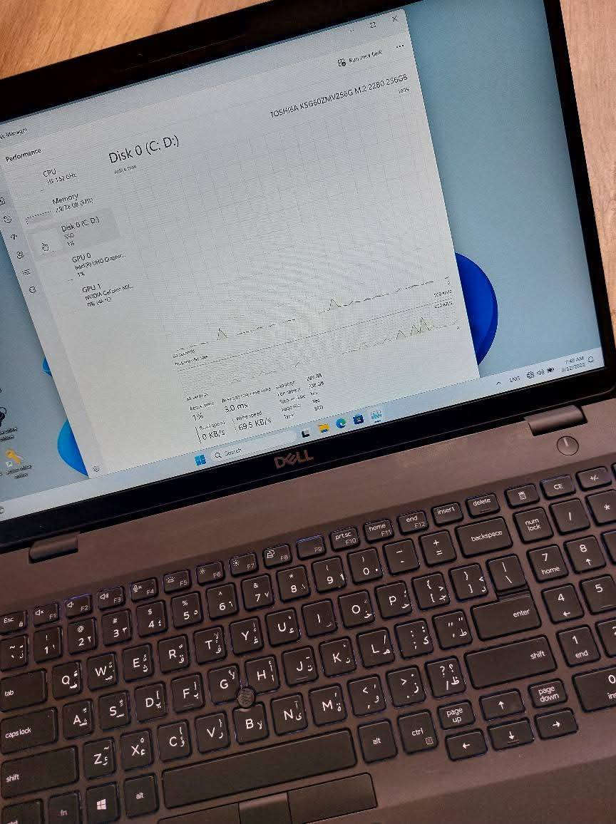 لابتوب Dell Latitude 5501 Ci5H 9th  
شاشة حجم كبير 15.6 لمس
مع كارت شاشة منفصل خارجي ٢كيكا نفيديا 
بمواصفات مناسبه للتصاميم والبرامج الهندسية والمكتبية  والحسابية والتصفح والأمن السيبراني  .
بسعر 395 الف دينار عراقي 
Cpu Ci5-9400Hجيل تاسع حرف المعالج H
Hard 256GB nvme قابل للتطوير 
Ram 8gb ddr4         قابل للتطوير 
VGA 2gb nvidia mx130 خارجي 
15.6 screen 1920x1080 FHD لمس
Back-light Ar-En ضوئي 
Charger dell شاحن اصلي 
يمكن للزبون فحص اللابتوب وتشغيله والتأكد من المواصفات قبل الاستلام  اللابتوب.
نسبة النظافة 97%
ضمان لمدة خمسة أيام للفحص في حالة وجود خلل مصنعي تستبدل بنفس الموديل حصرا 
عنوان المكتب بغداد شارع الصناعة مجمع الرياش مكتب اليسر للتواصل والحجز ***********
