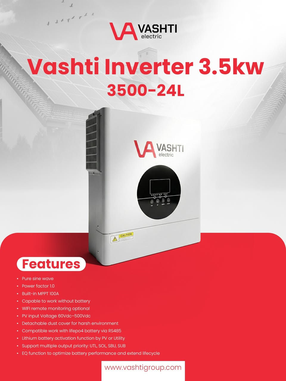 بكل سرور نعلن عن وصول انفيرترات من شركة فاشتي بمواصفات عالية وجودة ممتازة.

1100T-48PL-1.
1100-48-2. 
6200-48L-3.
3500-24L-4.
1500-12S-5.
4000Heatere-6.

متوفر بكميات واسعار منافسة وضمانات حقيقية يتوفر لدي شركة فاشتي ورشة صيانة متخصصة تحت اشراف مهندسين متخصصين 🔥

📍سليمانية-شارع 60 مقابل فندق تايتانك.
***********
***********

📍كركوك-حي صناعي جديدة شارع هارون.
***********
***********
***********
