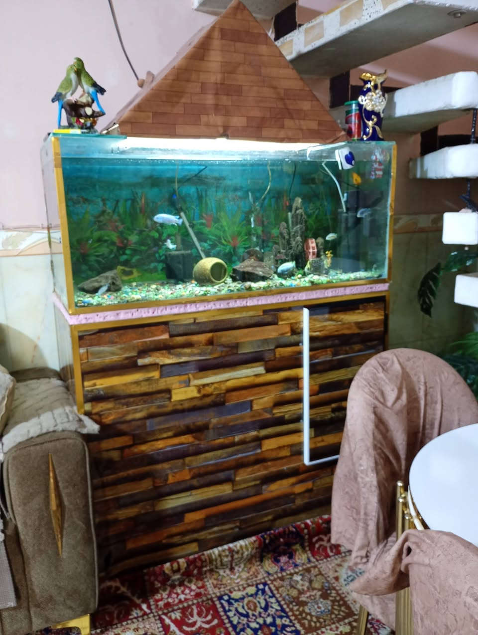 السلام عليكم حوض أسماك زينه للبيع مع كافة ملحقاتة قياس الحوض 120 ونزال 50 جام ابو العشرة السعر 165 الشراي يتصل ***********
